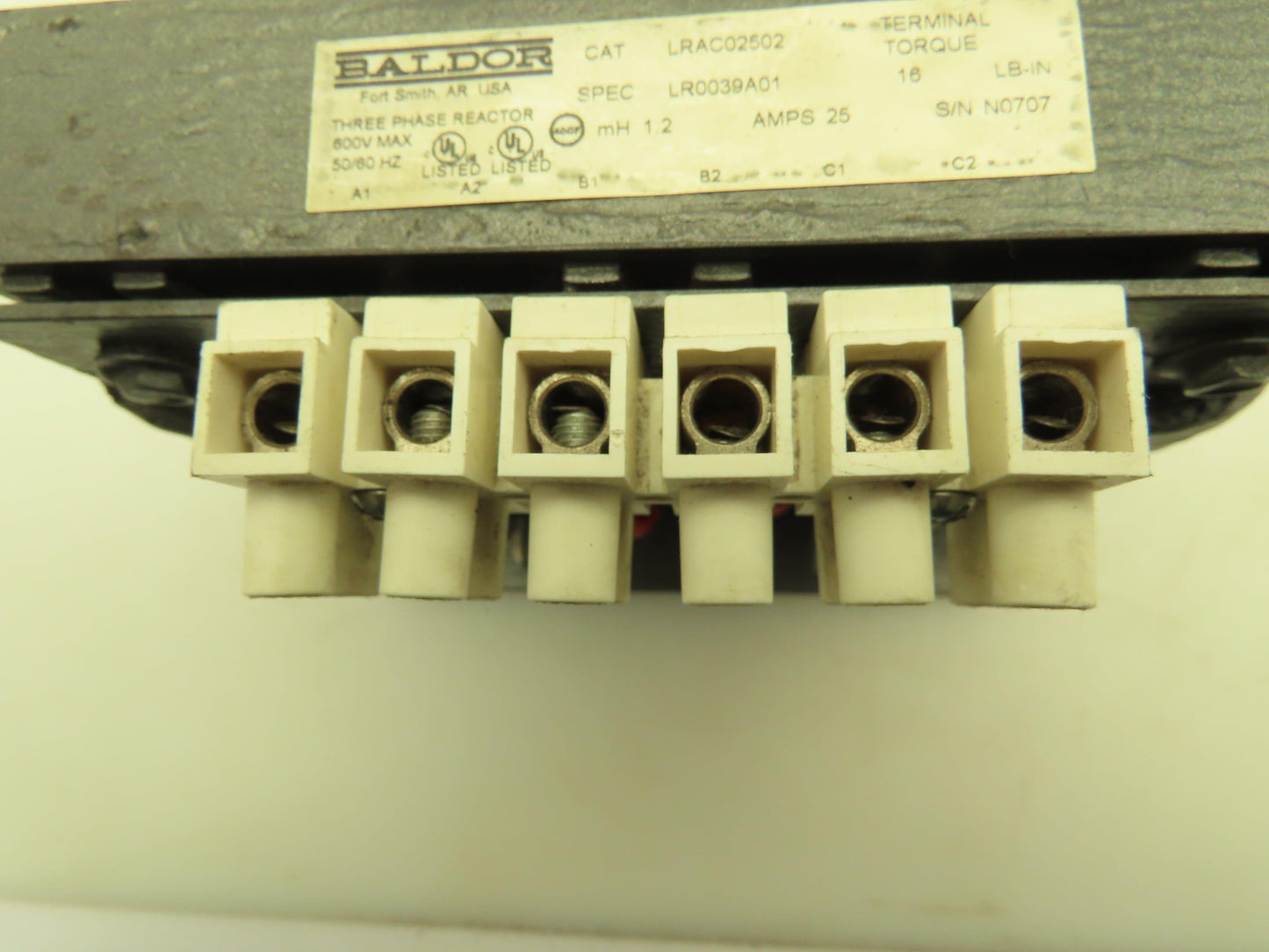Baldor LRAC02502 Line Reactor 3Ph 600V 25A