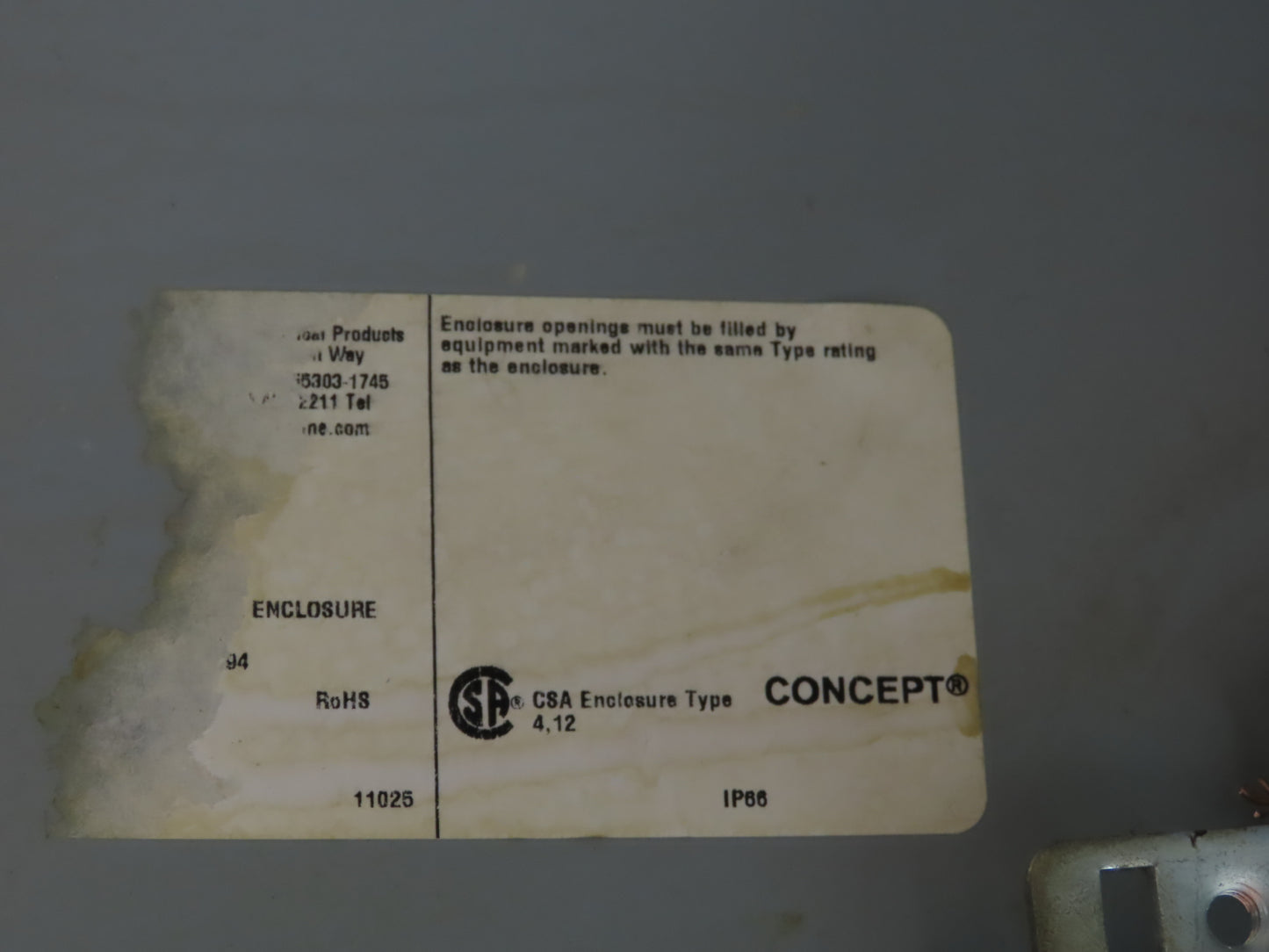 Hoffman Electrical Enclosure 20x16x8" Wall Mount Backplate JIC Disconnect