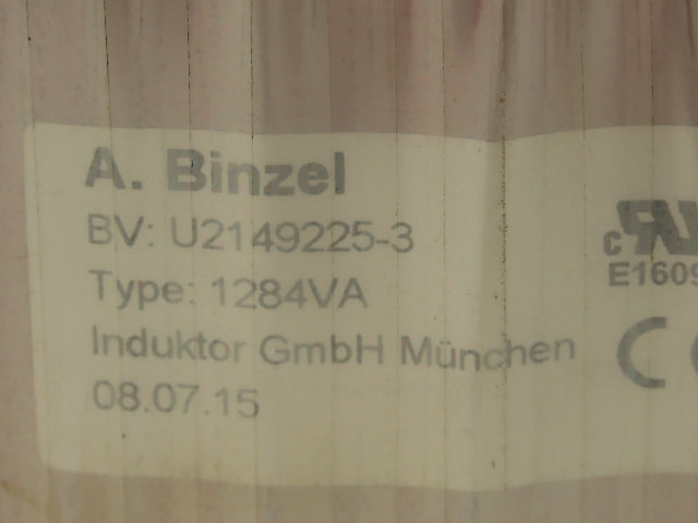 A Binzel BV U2149225-3 Welder Toroidal Transformer Type 1284VA