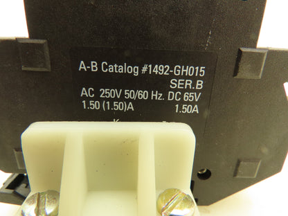 Allen Bradley 1492-GH015 Circuit Breaker Din Rail 250V 1.5A Trip Ser B Lot of 45