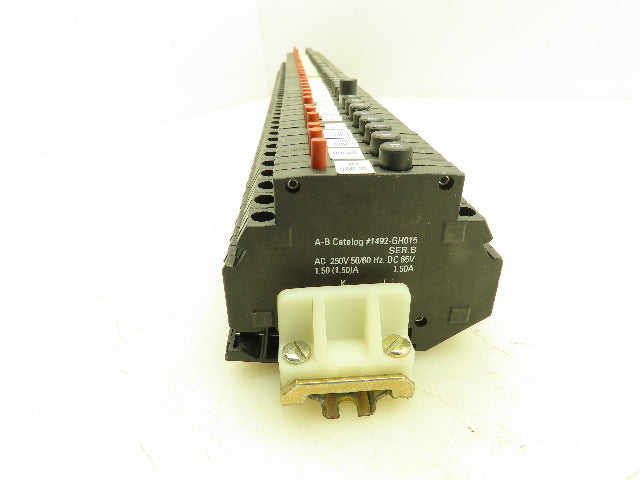 Allen Bradley 1492-GH015 Circuit Breaker Din Rail 250V 1.5A Trip Ser B Lot of 45