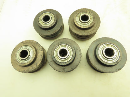 11/16" Hex Bore Steel 3.5" Conveyor Pulley Double Groove Bearing Roller Lot of 5