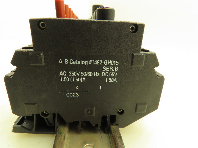 Allen Bradley 1492-GH015 Din Rail 1.5A Circuit Breaker Ser B 250V Lot of 50
