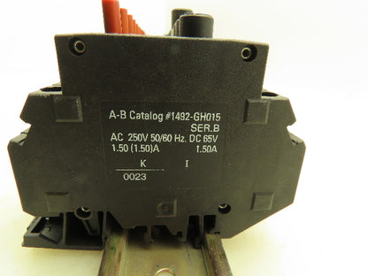 Allen Bradley 1492-GH015 Din Rail 1.5A Circuit Breaker Ser B 250V Lot of 50
