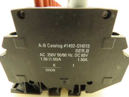 Allen Bradley 1492-GH015 Din Rail 1.5A Circuit Breaker Ser B 250V Lot of 42