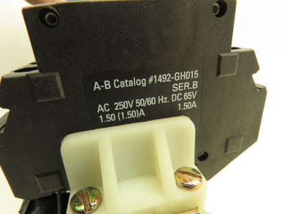 Allen Bradley 1492-GH015 Din Rail 1.5A Circuit Breaker Ser B 250V Lot of 35