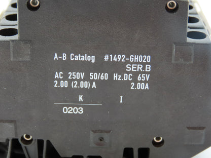 Allen Bradley 1492-GH020 Din Rail 2 Amp Circuit Breaker Ser B 250V Lot of 56