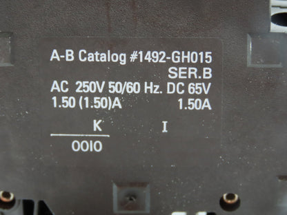 Allen Bradley 1492-GH015 Din Rail 1.5A Circuit Breaker Ser B 250V Lot of 69