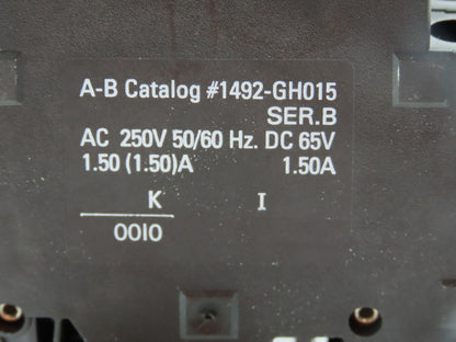 Allen Bradley 1492-GH015 Din Rail 1.5A Circuit Breaker Ser B 250V Lot of 69