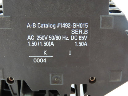 Allen Bradley 1492-GH015 Din Rail 1.5A Circuit Breaker Ser B 250V Lot of 46