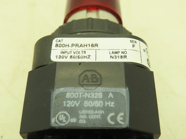 Allen Bradley 800H-PRAH16R Red Illuminated Push Button NO/NC Contacts 120V Input