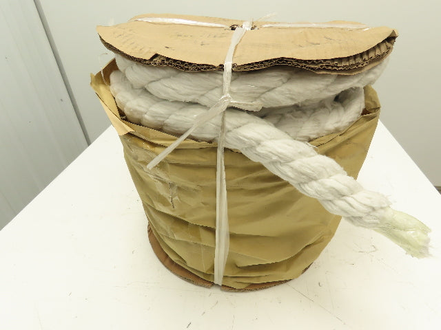 1-1/2" Dia x 100' Roll White Fiberglass Fiber Rope Round Braided Gasket Seal