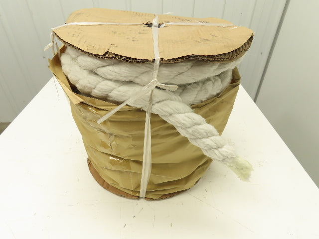 1-1/2" Dia x 100' Roll White Fiberglass Fiber Rope Round Braided Gasket Seal