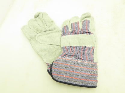 XL Industrial Leather Work Glove Striped Canvas Back Safety Cuff X-Large Qty:12