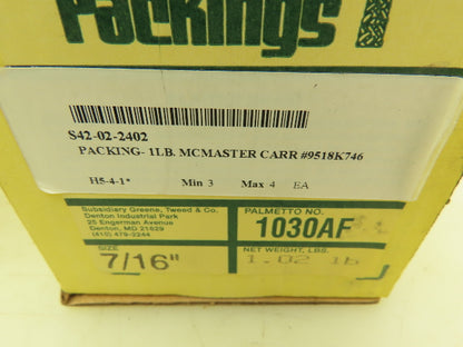Palmetto Packing 1030AF Pump Packing Seal 7/16" Dia 1 Pound 10' Feet Lot of 2