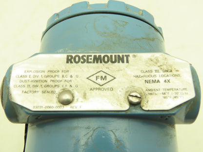 Rosemount 03031 0761 0022 Coplanar Pressure Transmitter 3626 PSI 0-250" H2O
