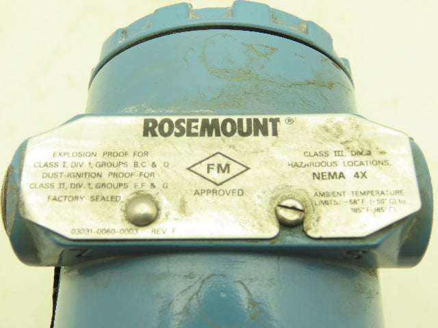 Rosemount 03031 0761 0022 Coplanar Pressure Transmitter 3626 PSI 0-250" H2O