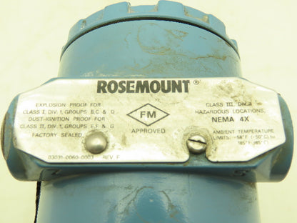 Rosemount 03031 0761 0022 Coplanar Pressure Transmitter 3626 PSI 0-250" H2O