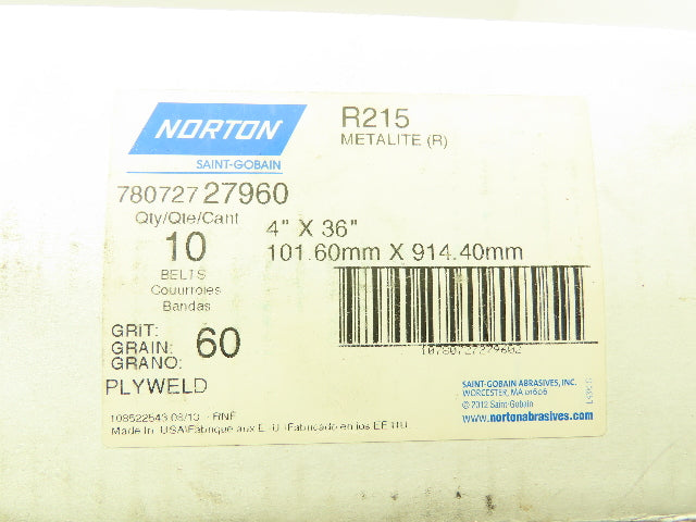 Norton R215 4"x36" Narrow Belt Sandpaper 60 Grit Sanding Belt  Lot of 20