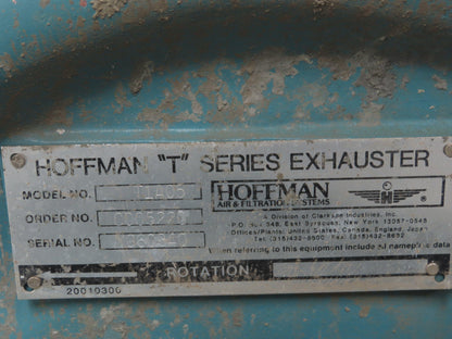 Hoffman T1A05 T-Vac Centrifugal Blower Unit Vacuum T Series Exhauster 5HP 3Ph