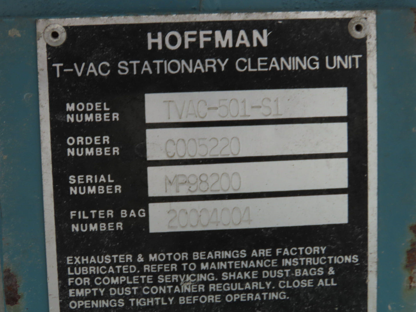 Hoffman T1A05 T-Vac Centrifugal Blower Unit Vacuum T Series Exhauster 5HP 3Ph