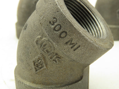 Class 300 Malleable Iron Black Pipe 45° Elbow 1-1/4" Female NPT  Lot of 8