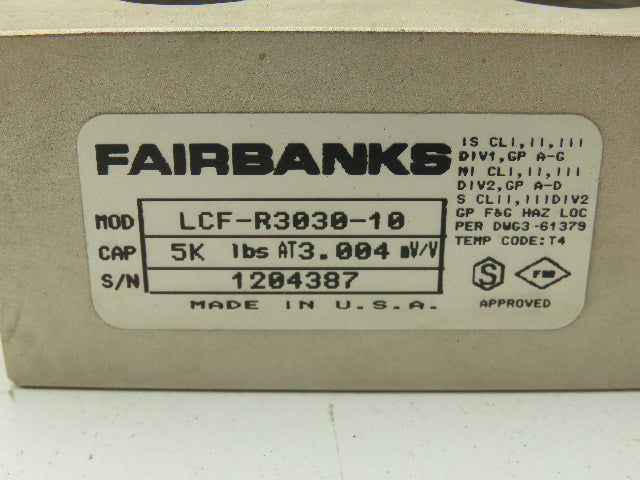 Fairbanks LCF-R3030-10 Floor Scale Load Cell Sensor 5K 5000 Lb Cap