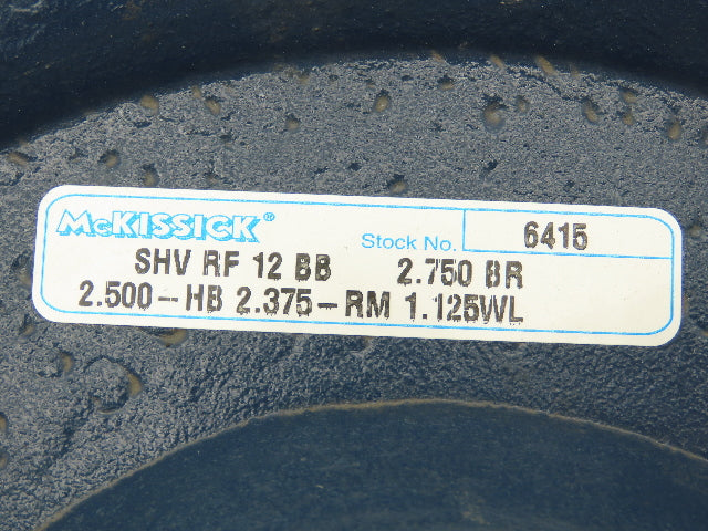 McKissick Steel Pulley Wire Rope Sheave 12" OD 2.75" Bore 1-1/8" Cable