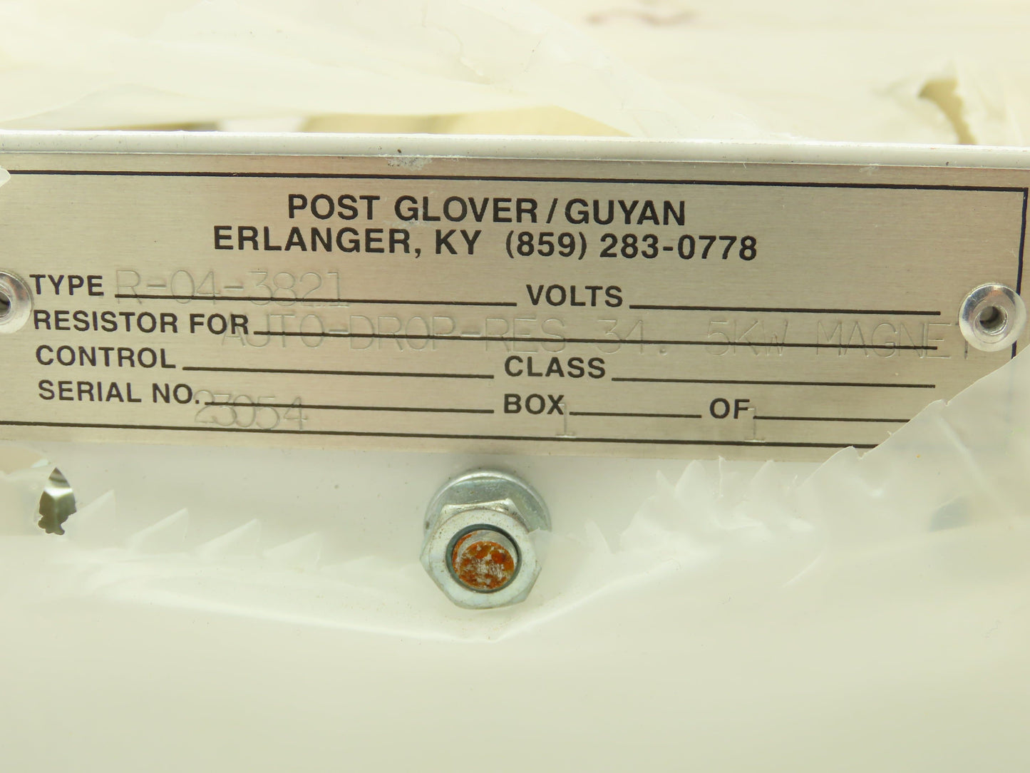 Post Glover R-04-3821 Braking Resistor Bank