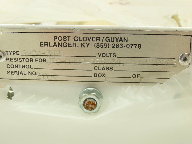 Post Glover R-04-3821 Braking Resistor Bank