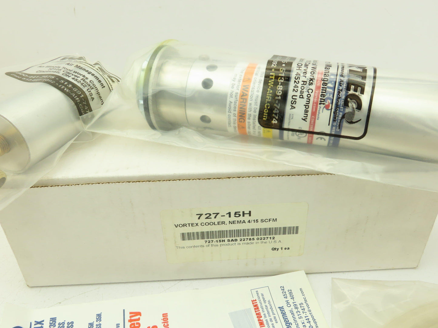 Vortec 747 Vortex Enclosure Cooler 900 BTU 15 SCFM NEMA 4 w/Thermostat