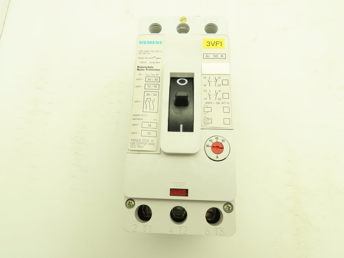 Siemens 3VF1231-1DH11-0AA0 Circuit Breaker 36-50A 3Ph 600V