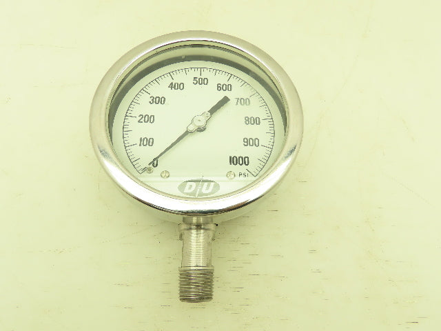 Duro-United Pressure Gauge 0-1000 PSI 4-1/2" Dial