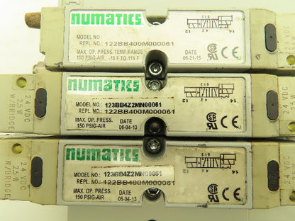 Numatics 2012 Series 123BB4Z2MN00061 Solenoid Valve Bank 4-Station Manifold 24V