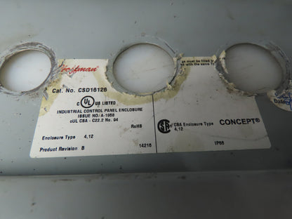 Hoffman Concept 16x12x6" Electrical Enclosure Steel Backpanel JIC Box NEMA 12