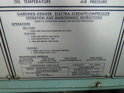 Gardner Denver ESHAE Electra Screw Rotary Screw Air Compressor 40HP 3Ph 230/460V