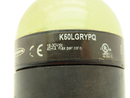 Banner K50LGRYPQ 3-Color Indicator Light Red Green Yellow 18-30VDC 3" Extension