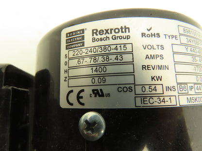 Rexroth 3842503060 Gearmotor Speed Reducer 7 Nm 15:1 Ratio 0.09kw Motor 480V 3Ph