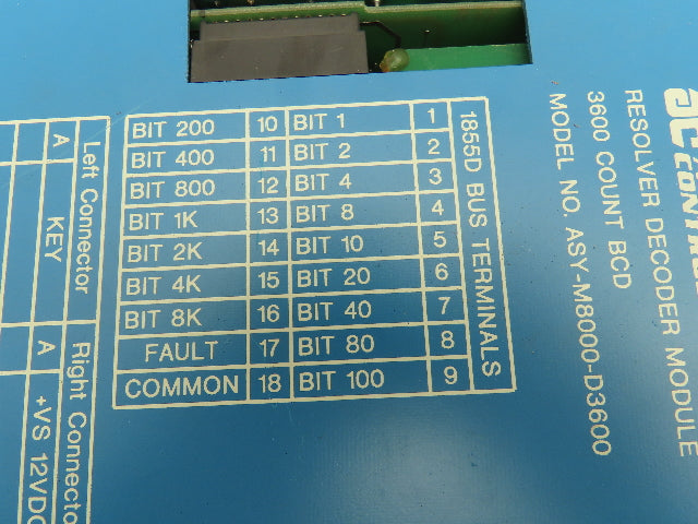 AC AutoTech Controls M8000-D3600 RSLV Resolver Decoder Input Module