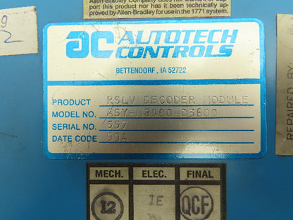 AC AutoTech Controls M8000-D3600 RSLV Resolver Decoder Input Module