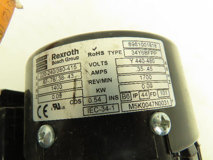 Rexroth 3842520723 Gearmotor Speed Reducer 7.3 Nm 12:1 Ratio 0.09kw 480V 3Ph