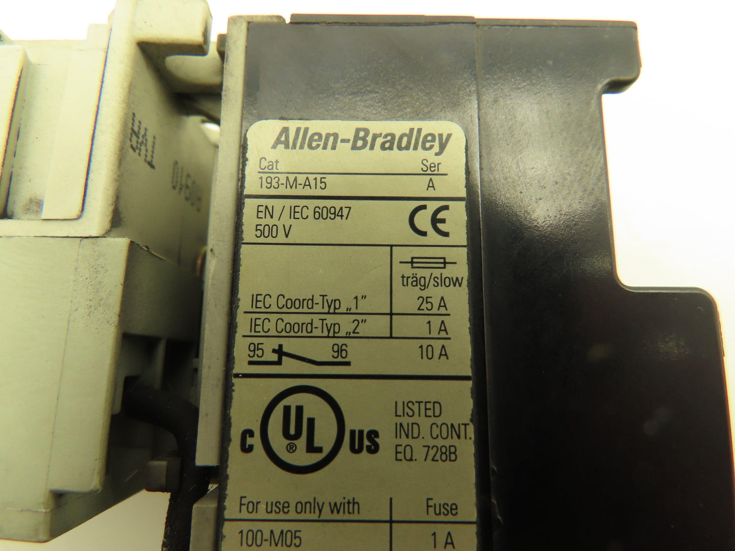 Allen Bradley 193-M-A15 Motor Starter Contactor Overload Heater 3Ph 0.1-0.15A