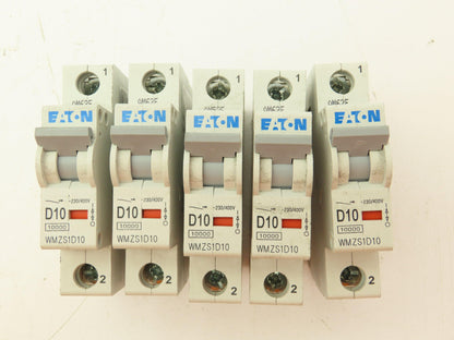 Eaton WMZS1D10 Miniature Circuit Breaker 1 Pole 10A 400V Lot of 5