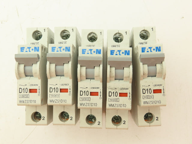 Eaton WMZS1D10 Miniature Circuit Breaker 1 Pole 10A 400V Lot of 5