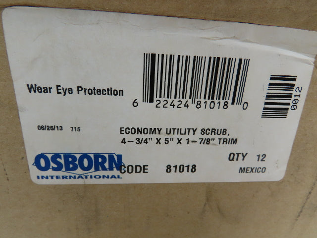 Osborn Pro 81018 Short Wood Handle Tampico Utility Scrub Brush  Box of 12