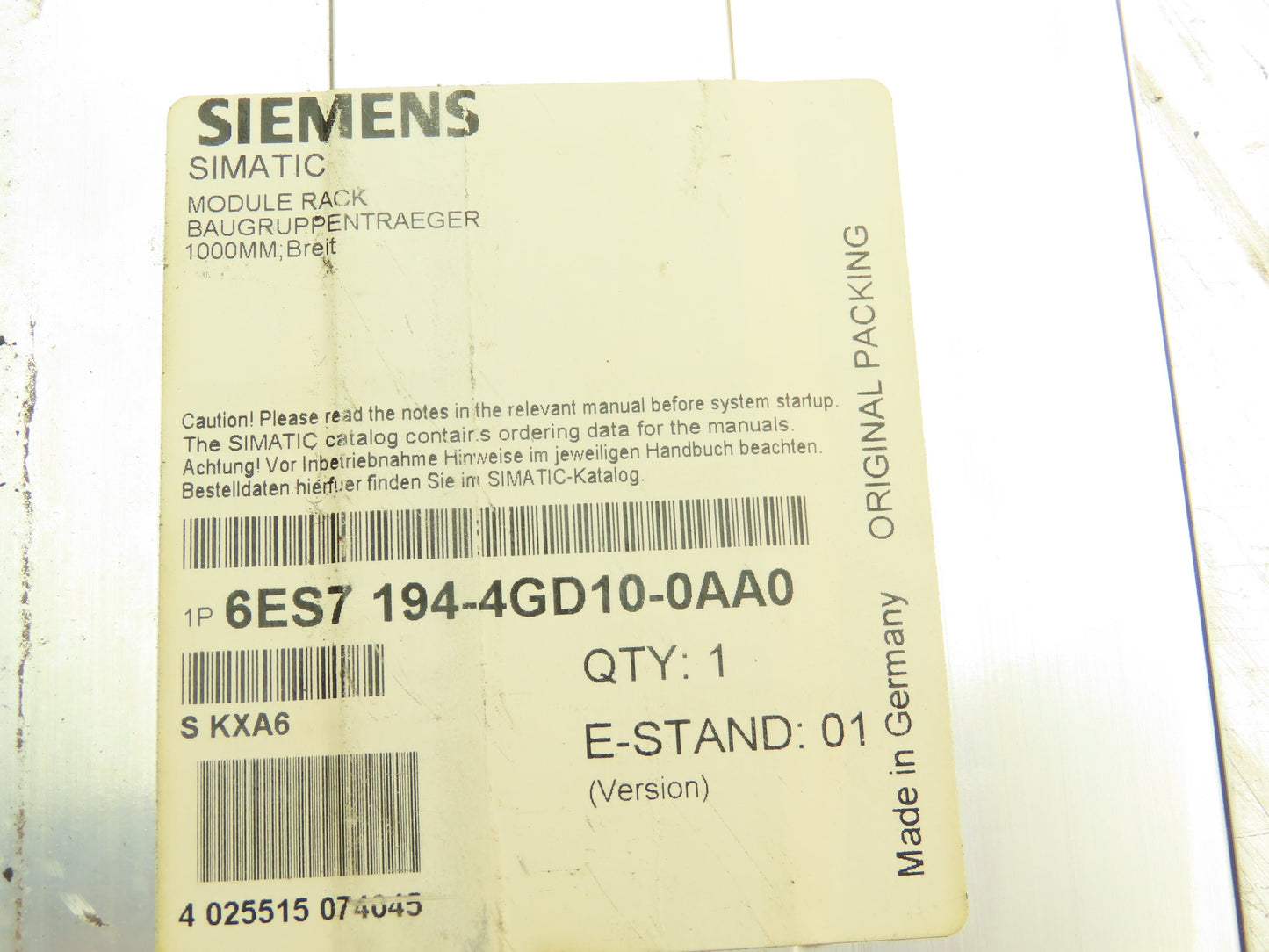 Siemens 6ES7 194-4GD10-0AA0 Simatic Module Rack 1000mm Mounting Rail