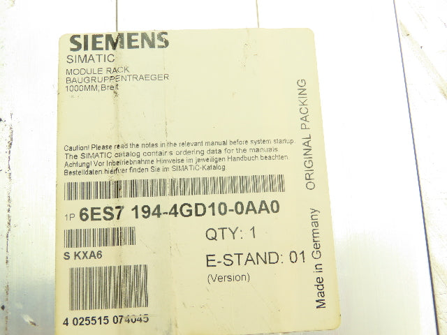 Siemens 6ES7 194-4GD10-0AA0 Simatic Module Rack 1000mm Mounting Rail