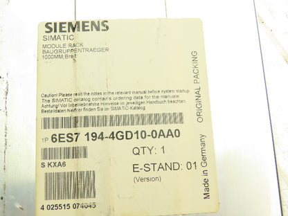 Siemens 6ES7 194-4GD10-0AA0 Simatic Module Rack 1000mm Mounting Rail