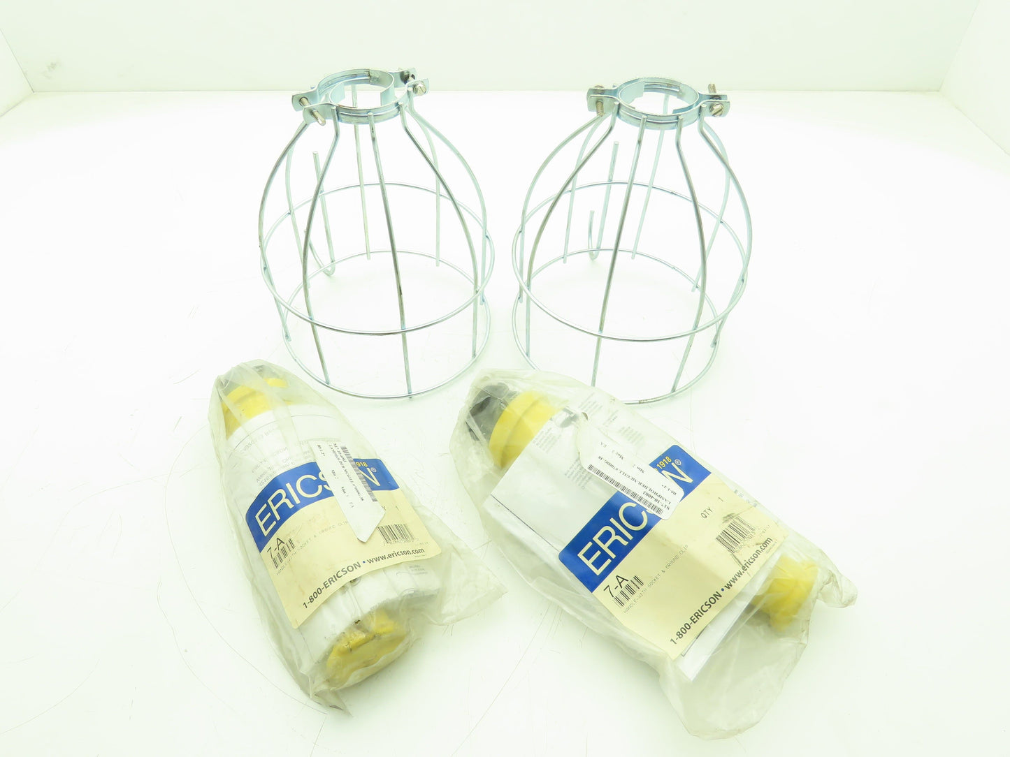 Ericson 7-A Handlamp Trouble Light Socket Ground Clip Large Cage Lot of 2