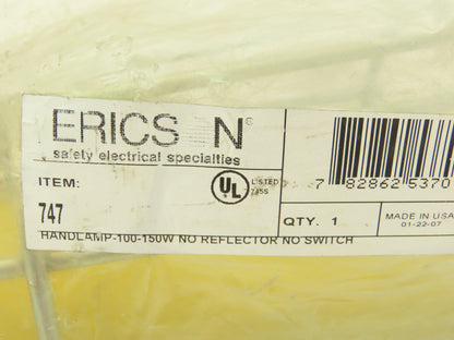 Ericson 747 Handlamp Trouble Light 150W No Reflector No Switch